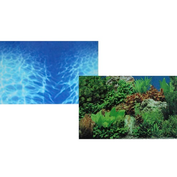 Фон для аквариума двухсторонний Синее море/Растительный пейзаж 60 х 150 см.