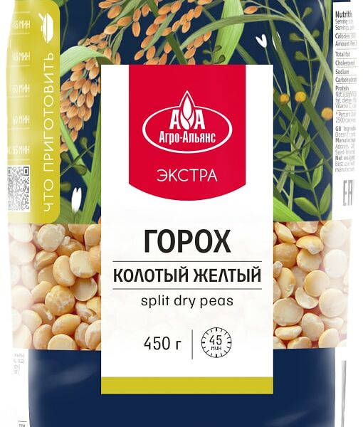 Горох Агро-Альянс Экстра желтый колотый 450г