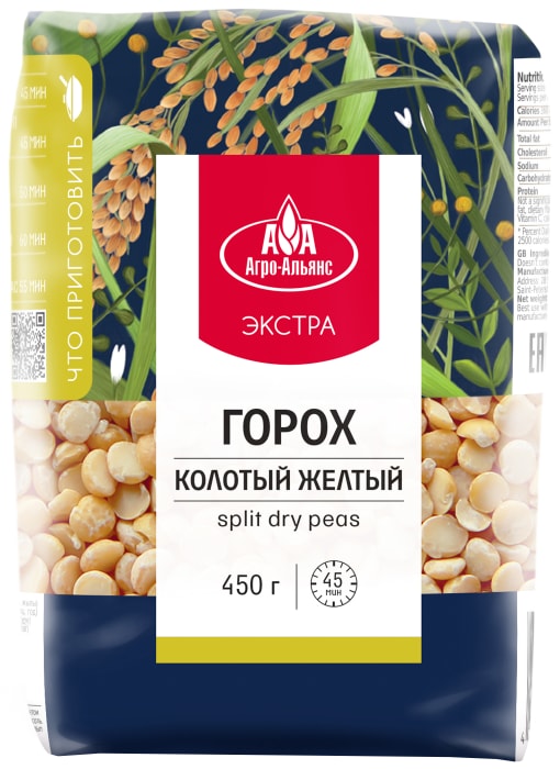 

Горох Агро-Альянс Экстра колотый 450 г