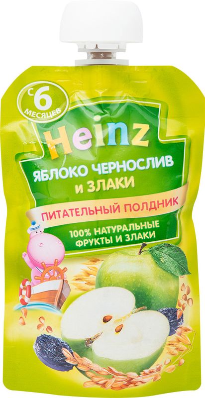 

Пюре для детского питания Heinz Яблоко, Чернослив, Злаки, с 6 месяцев, 90 г