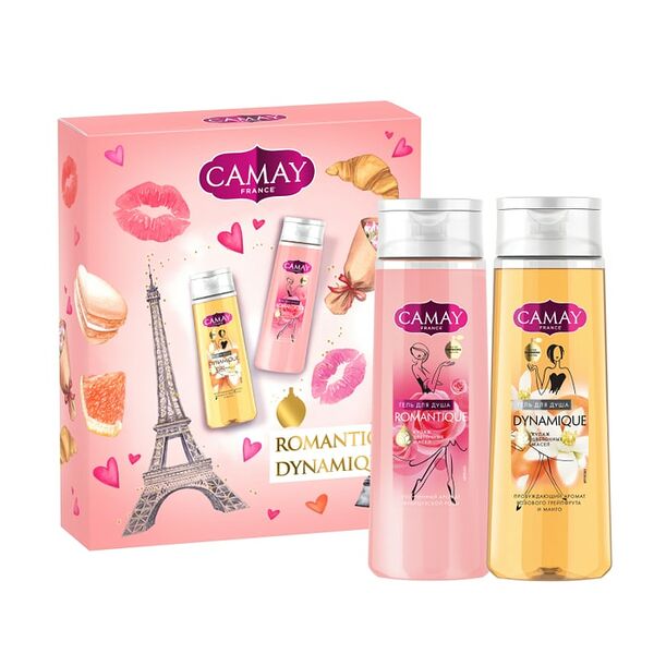 Подарочный набор Camay Romantique 2023 Гель для душа роза 250мл +Гель для душа грейпфрут 250мл