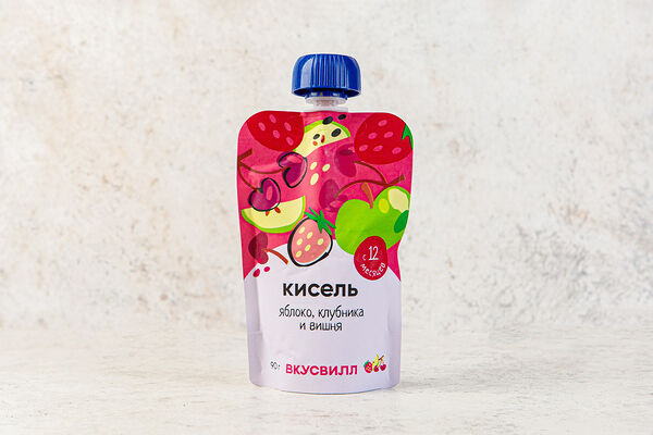 Кисель из яблок, клубники и вишни