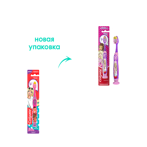 Зубная щетка Colgate Barbie и Batman 5+ 1 шт в ассортименте