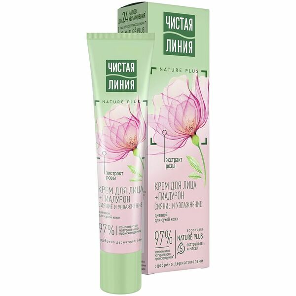 Крем для лица Чистая Линия Лепестки розы увлажняющий дневной для сухой кожи, 40мл