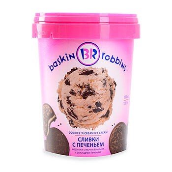 Мороженое сливочное Баскин Роббинс Ванильное Сливки с печеньем