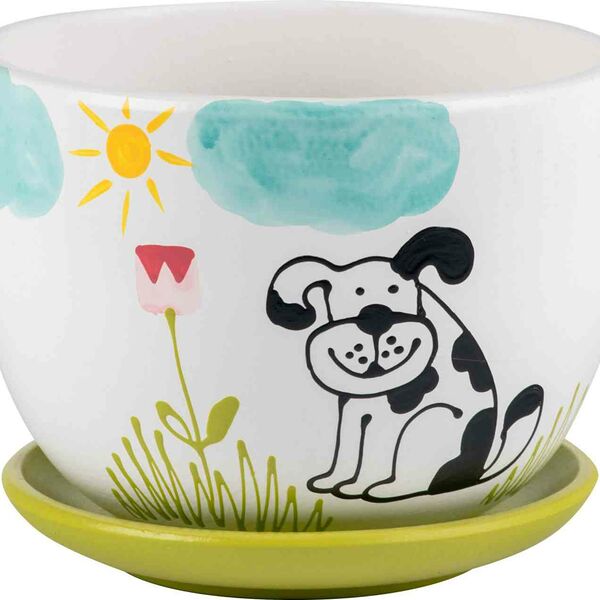 Горшок керамический Собака с подставкой