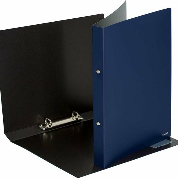 Папка на 2-х кольцах Комус,25 мм, т.-синяя, с карманом СD/визитки