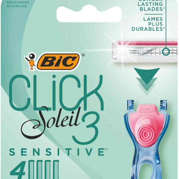 Сменные кассеты для бритвы женской Bic Click 3 Soleil Sensitive, 4 шт.