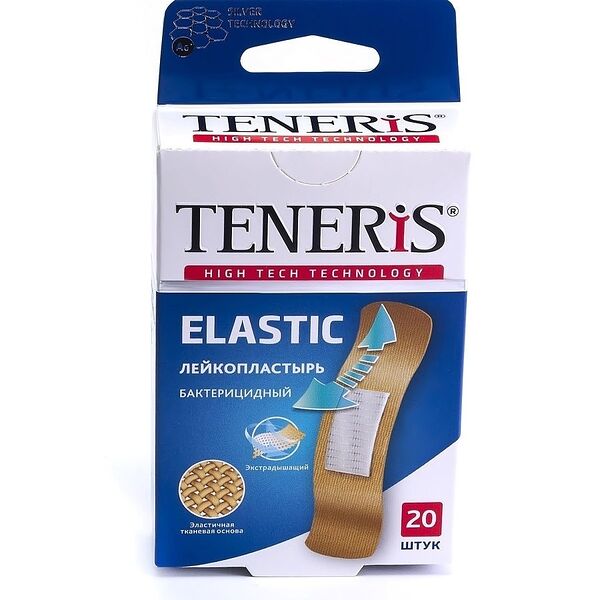 Лейкопластырь бактерицидный Teneris Elastic 20 шт, Великобритания