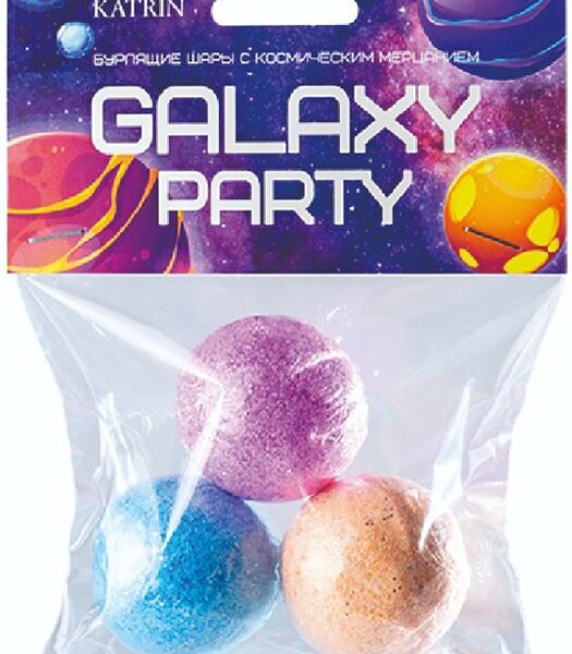 Шары бурлящие для ванн Laboratory Katrin Galaxy Party с крупным глиттером 3шт*40г