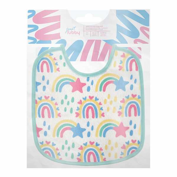 Фартук нагрудный LUBBY Just на завязках, текстиль, с 0 месяцев