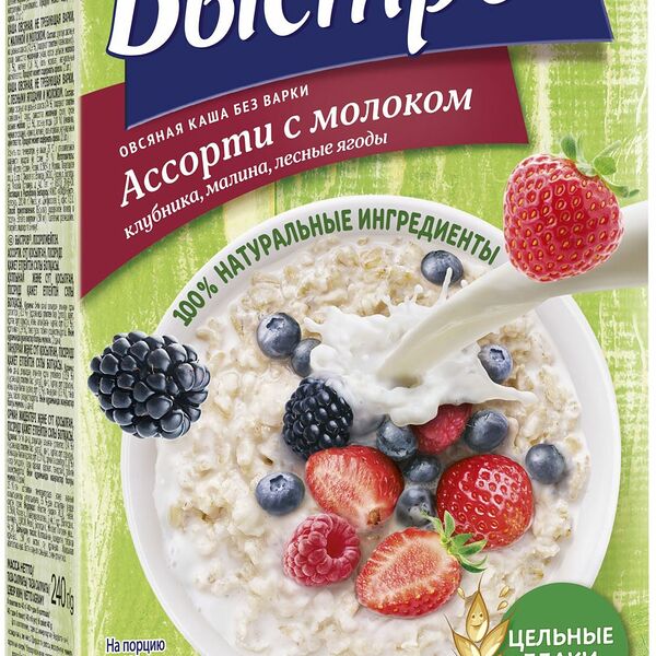 Каша овсяная Быстров Ассорти с молоком 6 шт.