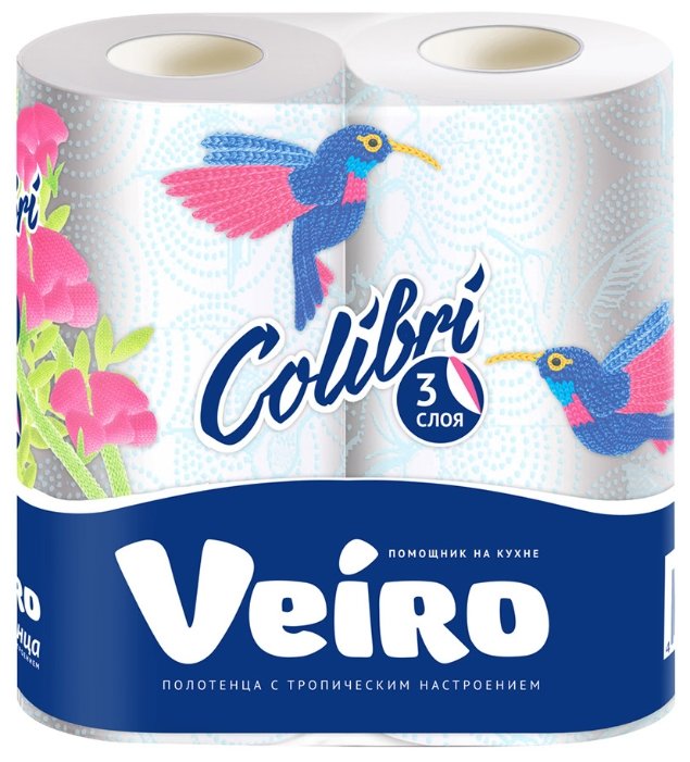 

Полотенца бумажные Veiro Colibri 3-слойные 2 рулона