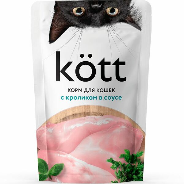 Корм влажный Kott с кроликом в соусе для кошек