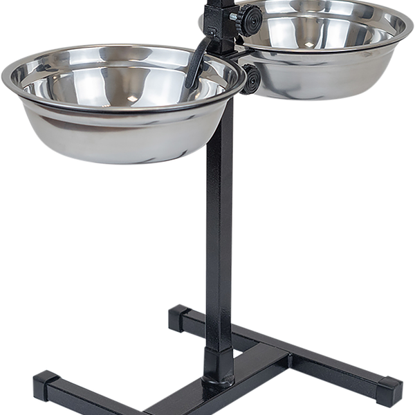 Подставка с мисками для собак ДАРЭЛЛ Есо регулируемая черная h40см, D20см, 2x1л