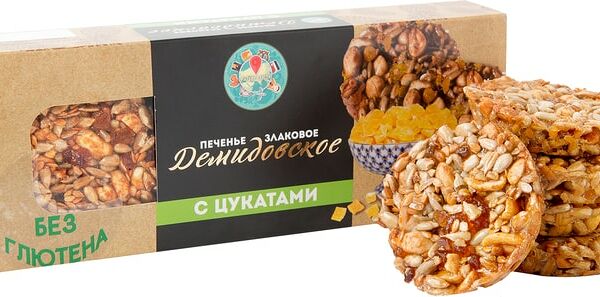Печенье Русская Печь Демидовское злаковое с цукатами 165г