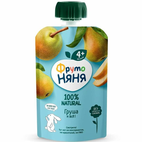 Пюре ФрутоНяня из груш с 4 месяцев, 90г