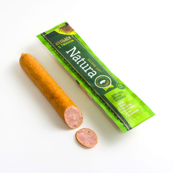 Изделие колб. Колбаса подкопчен NATURA С ТМИНОМ мясн. в/с Инко-Фуд (мод) вес 210г