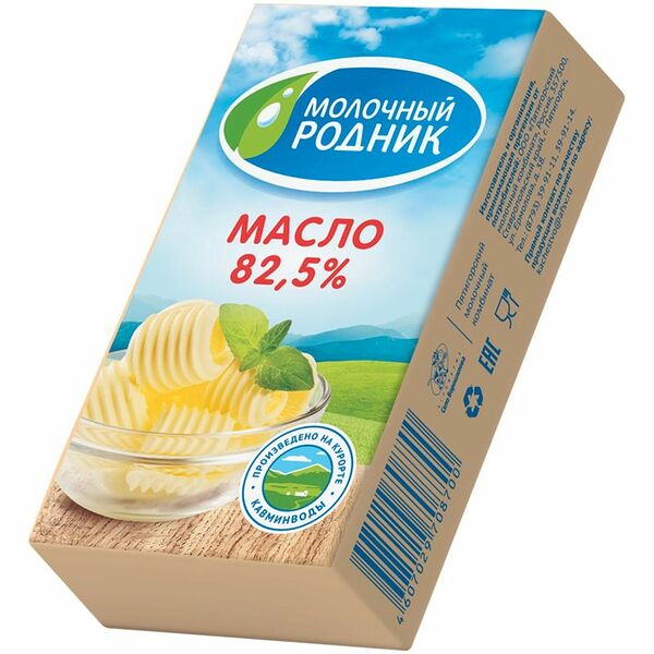 Масло сладко-сливочное несоленое мдж 82,5%