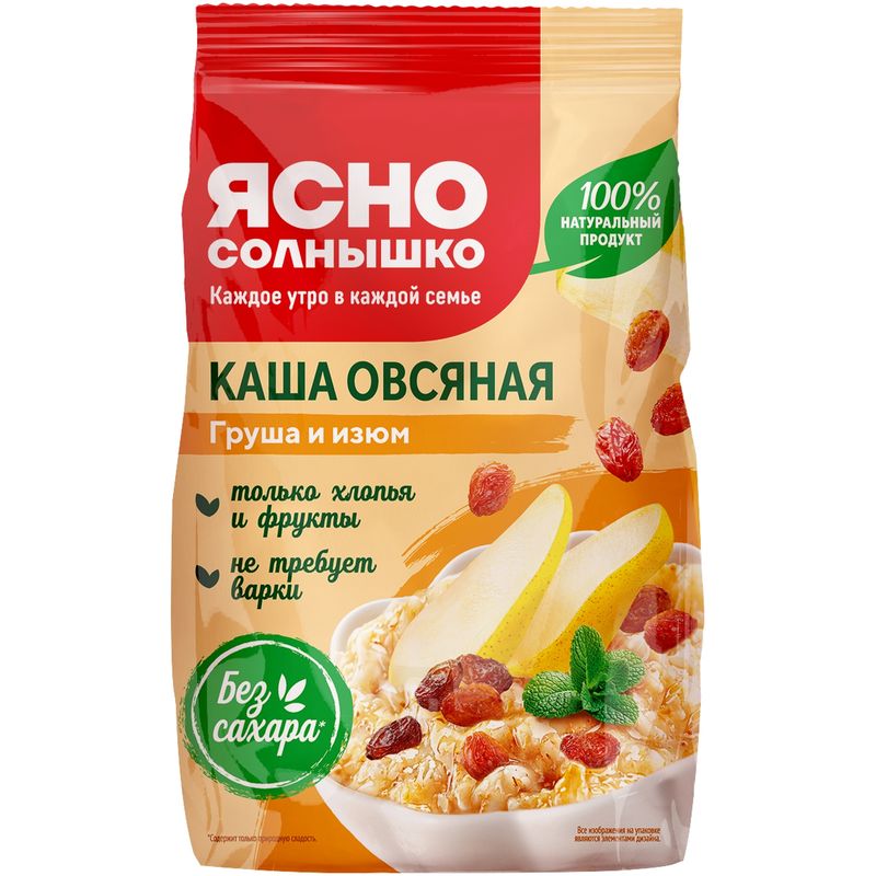 

Каша овсяная Ясно Солнышко с грушей и изюмом 300 г