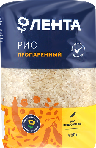 Рис длиннозерный ЛЕНТА пропаренный 1-й сорт, 900 г