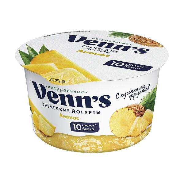 Йогурт греческий Venn`s обезжиренный с ананасом 0.1%