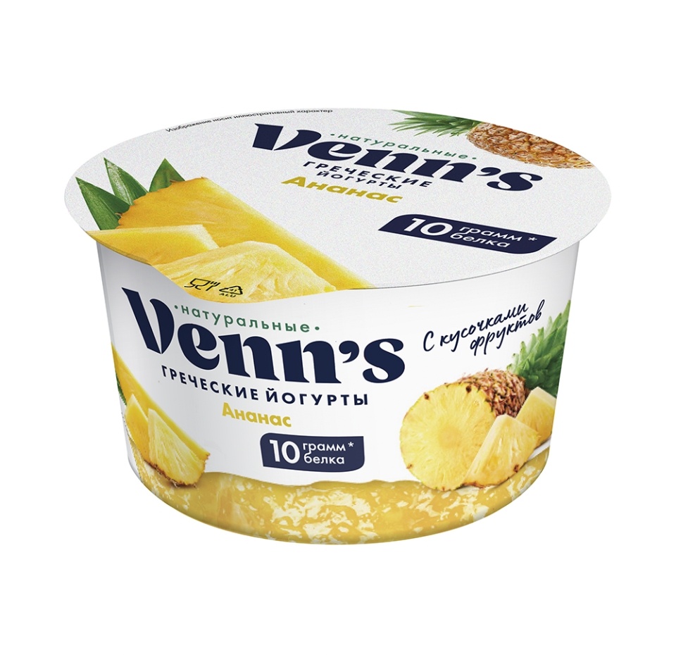 

Йогурт греческий Venn`s обезжиренный с ананасом 0.1%, 130 г