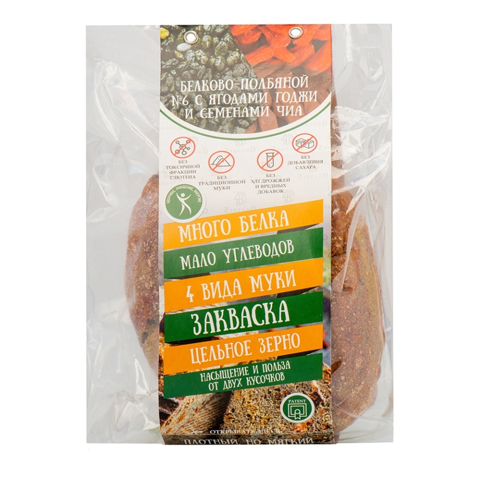 

Хлеб ZbreadD белково-полбяной с ягодами годжи и семенами чиа 290 г