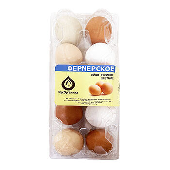 Яйцо куриное РусОрганика Фермерское С1 цветное 10 шт., Россия