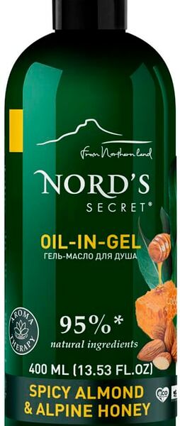 Гель-масло для душа Nords Secret смягчающий Пряный миндаль и альпийский мед 400мл