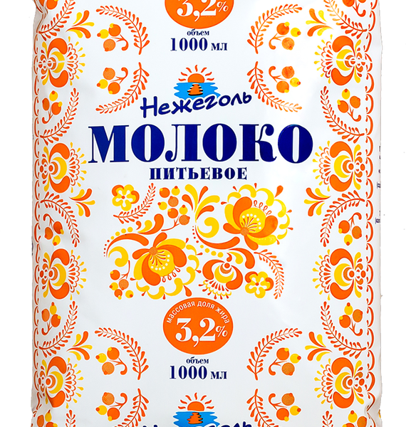 Молоко пастеризованное НЕЖЕГОЛЬ 3,2%, без змж