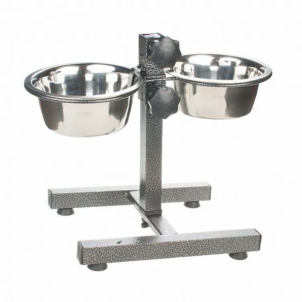 Стойка кормушка металлическая с мисками