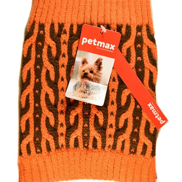 Свитер вязаный для собак XS оранжевый (унисекс)