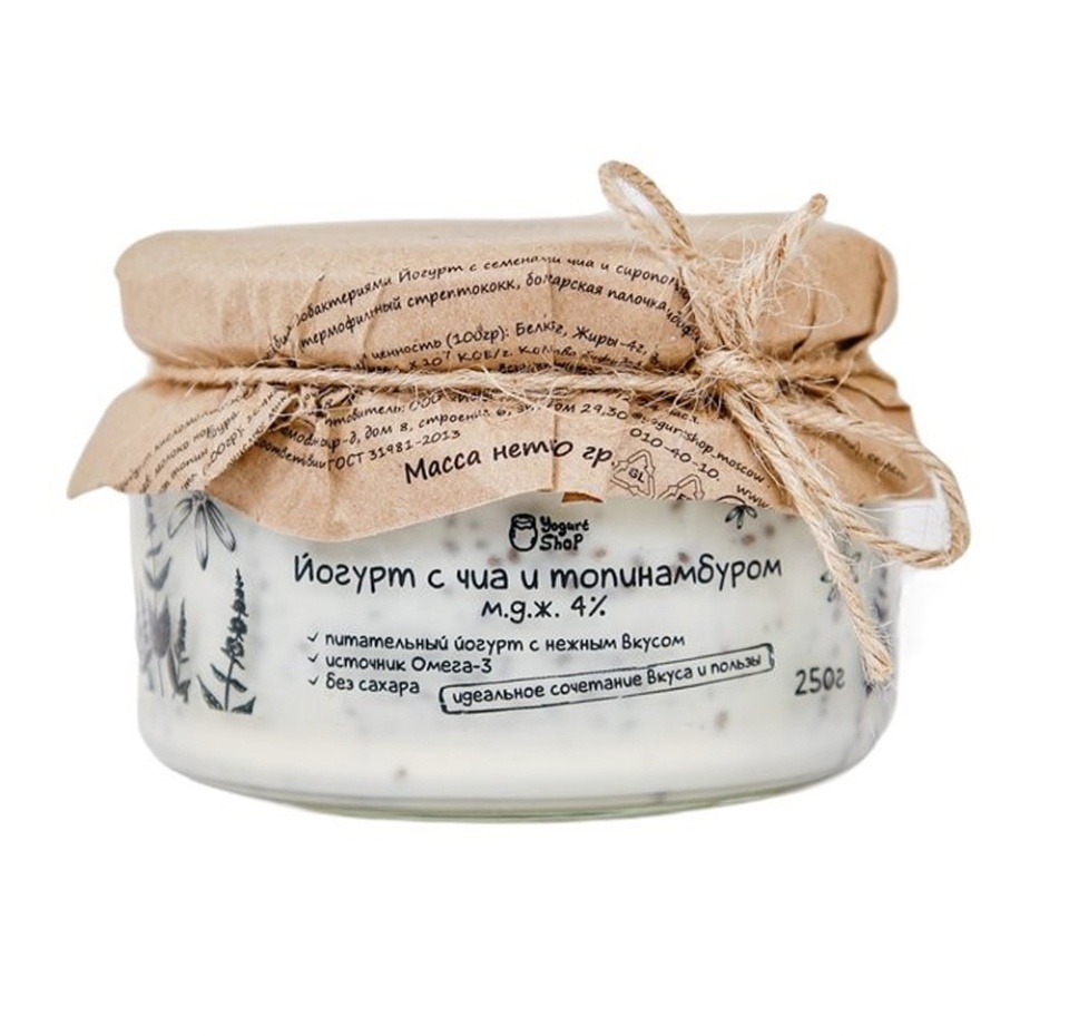 

Йогурт Yogurt Shop с семенами чиа и сиропом топинамбура 3.2% 250 г