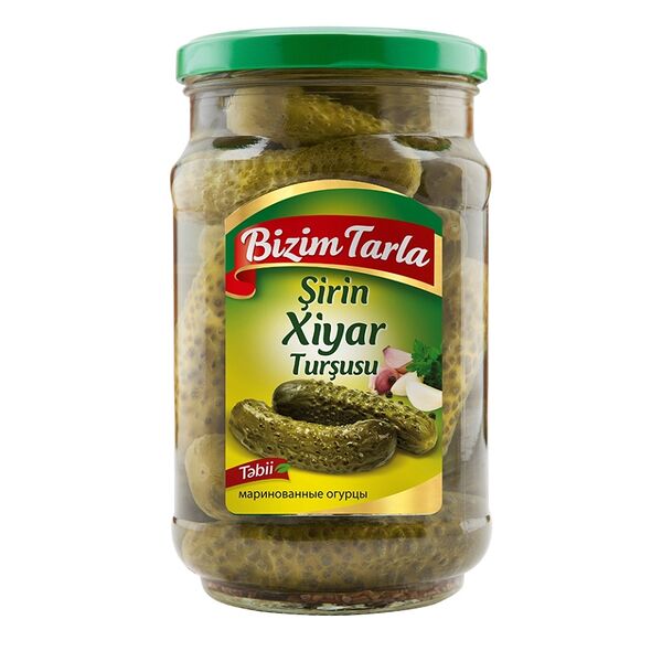 Огурцы Bizim Tarla маринованные сладкие 670 г, Азербайджан