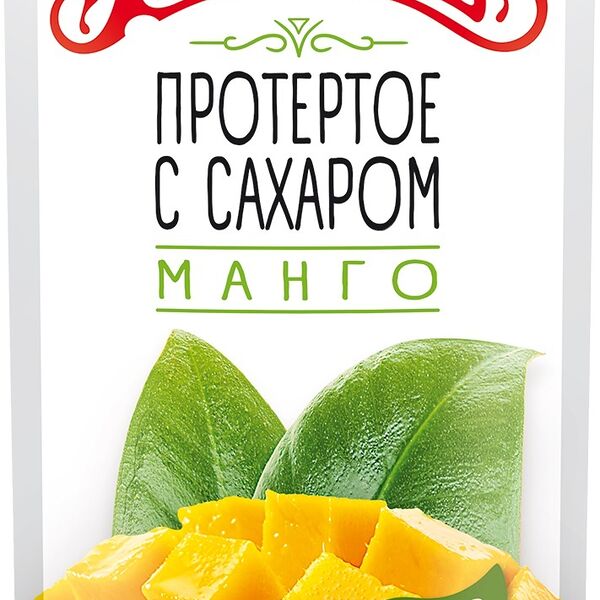 Ягода махеевъ 300 г манго протертая с сахаром дой-пак