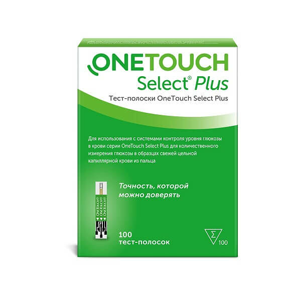 Тест-полоски для глюкометров OneTouch Select Plus 100 шт