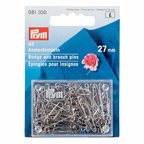 081330 Булавки, железо, 27 мм, откр. вправо, серебристые Prym