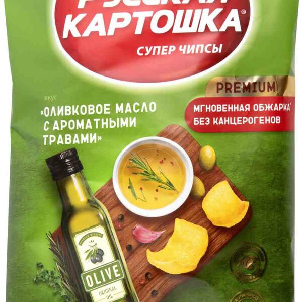 Чипсы картофельные Русская картошка Premium Оливковое масло с ароматными травами