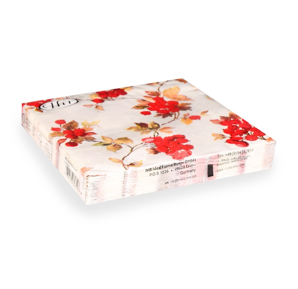 

Салфетки IHR RED BERRIES 33х33см, 3-слойные, cream 20 шт
