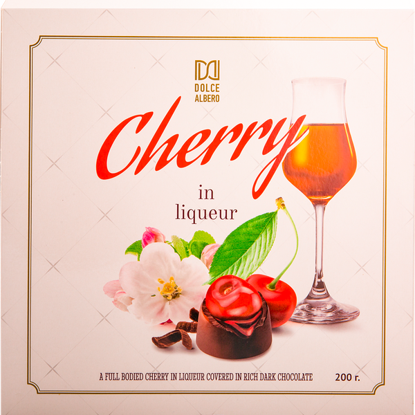 Конфеты DOLCE ALBERO из темного шоколада с вишней в ликере