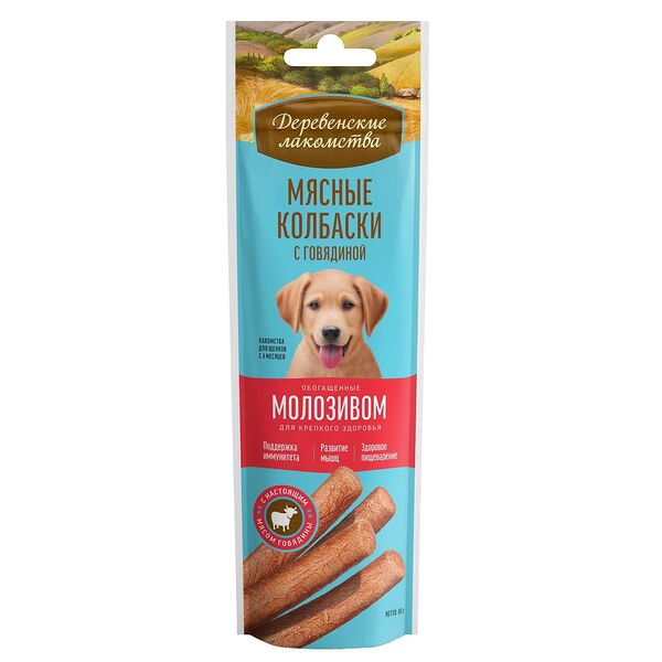 Деревенские лакомства Мясные колбаски Говядина/Молозиво для щенков 45 г