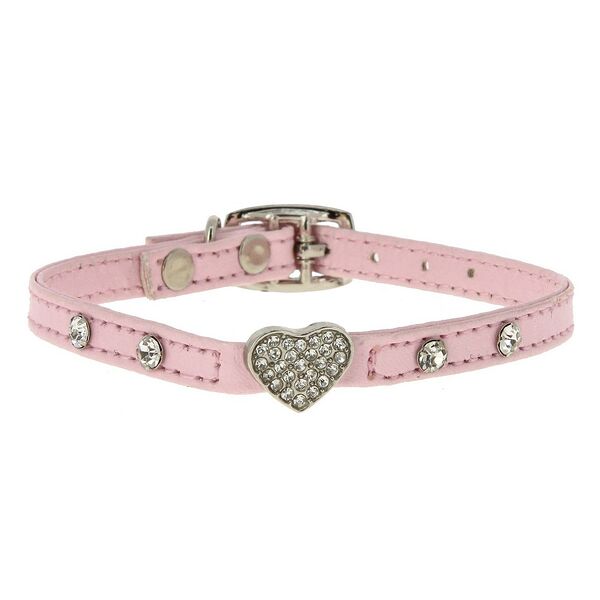 Ошейник для собак КАСКАД  Колибри  с украшением  Cердечко  со стразами 8ммх28см розовый