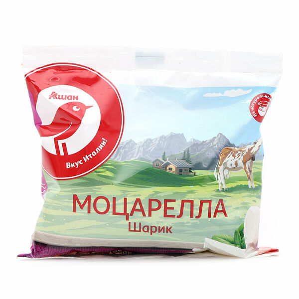Сыр рассольный АШАН Красная птица Моцарелла в воде 45%, 125 г