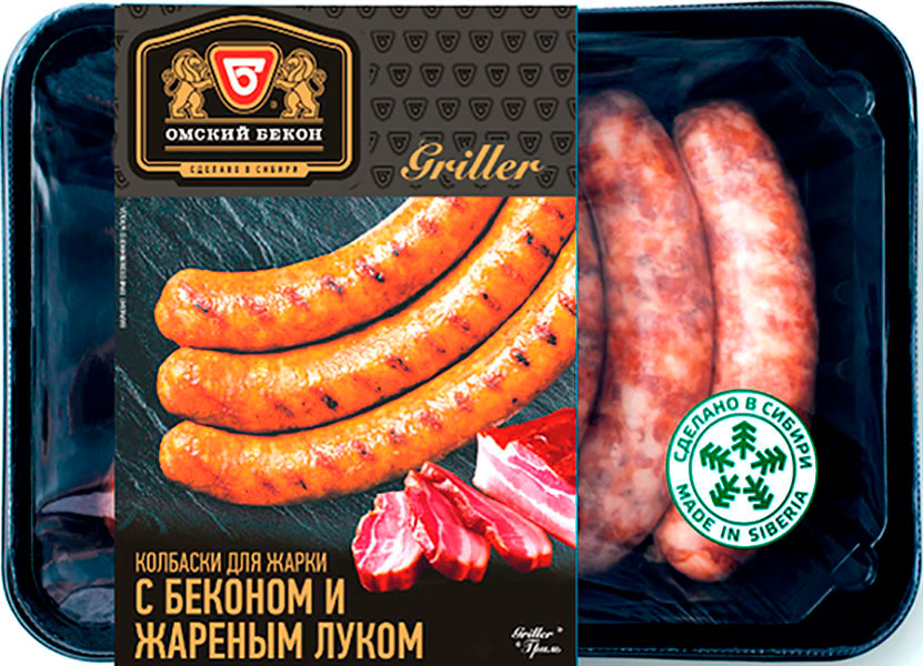 

Колбаски Омский Бекон для жарки бекон с жареным луком 480 г