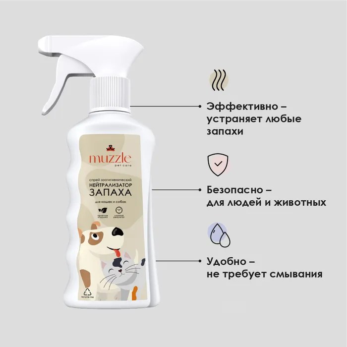 

Спрей Muzzle Нейтрализатор запаха животных 250 мл