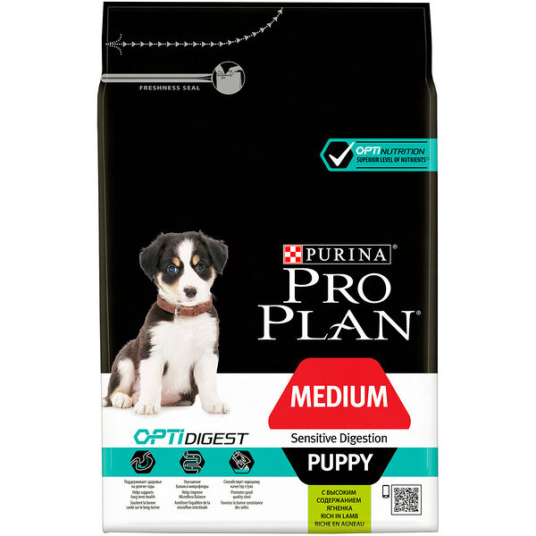 Pro Plan Medium Puppy Sensitive Digestion для щенков средних пород с чувствительным пищеварением Ягненок