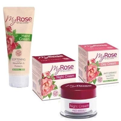 Набор My Rose of Bulgaria: крем для лица дневной 50 мл, крем для лица ночной 50 мл, крем для рук 75 мл