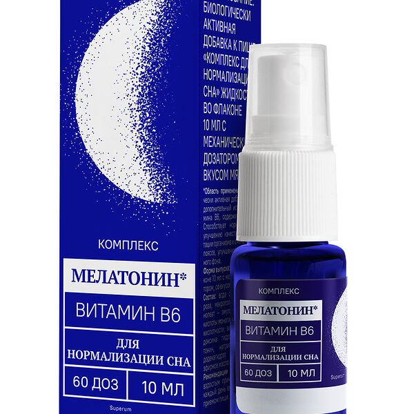 Мелатонин Спрей с витамином В6 и мятой 60 доз 10 мл