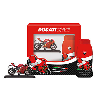 Набор подарочный детский Ducati sport corse kids (гель для душа 250 мл + официальная игрушечная модель мотоцикла ducati panegale) Италия